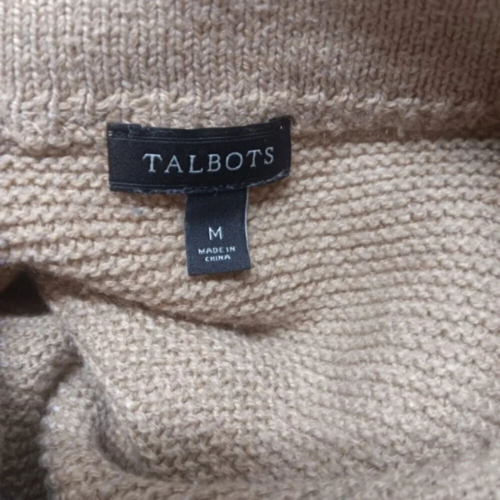 Talbots Ladies Poncho Style‎ Ribbed Camel Pullover Short Sleeve Sweater Medium